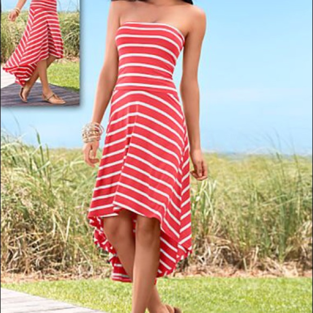 Convertible hi-low tube top dress/maxi skirt